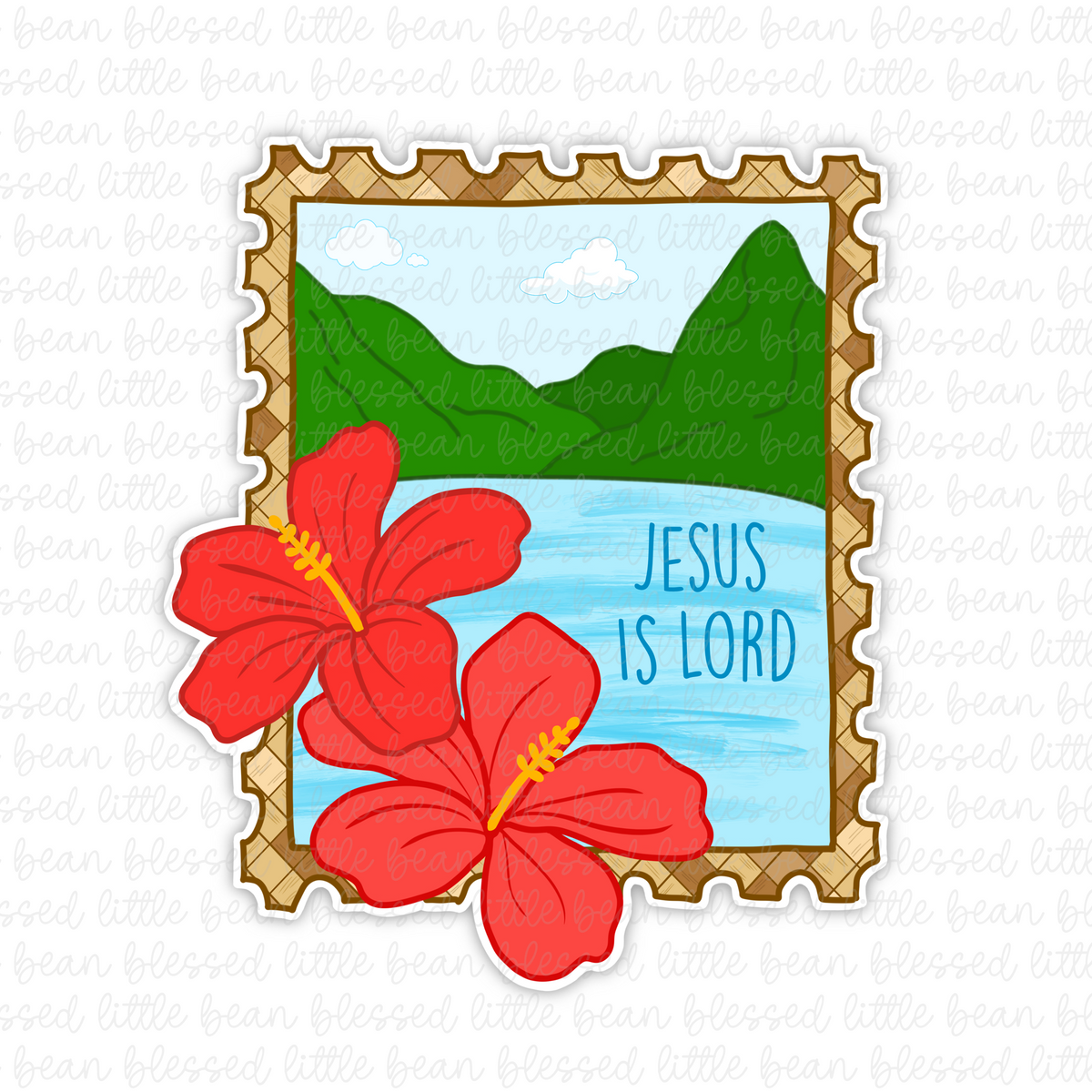 Hibiscus “Jesus Is Lord” Stamp (sticker)