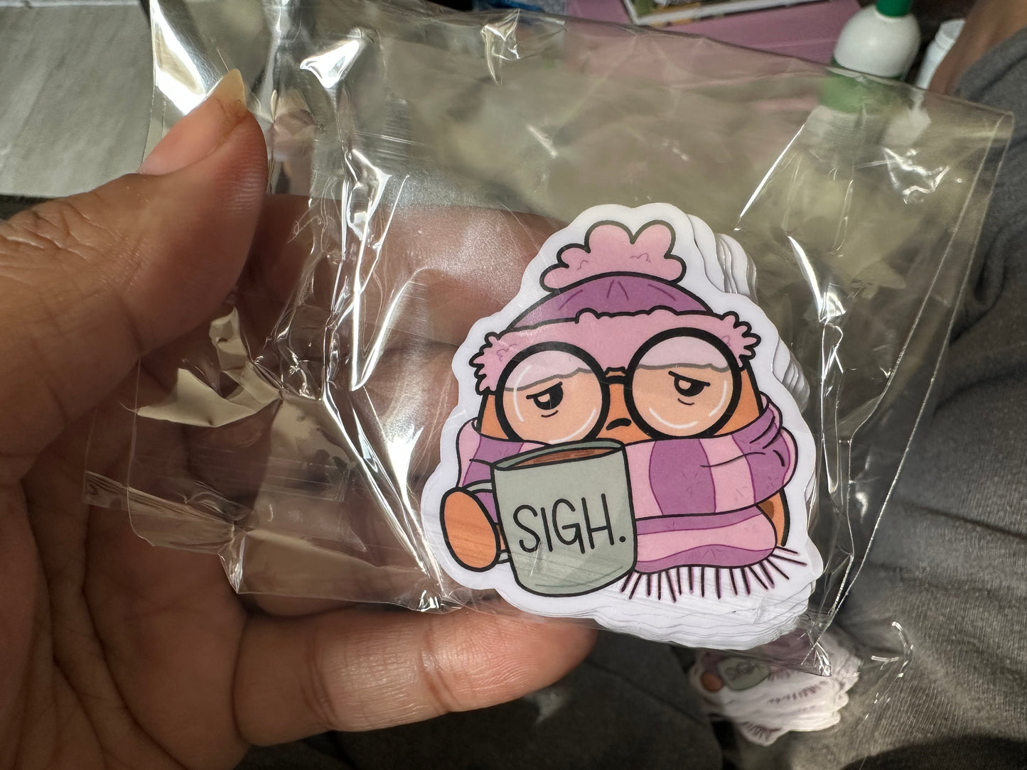 "Sigh" Coffee Winter Beanjamin (sticker)