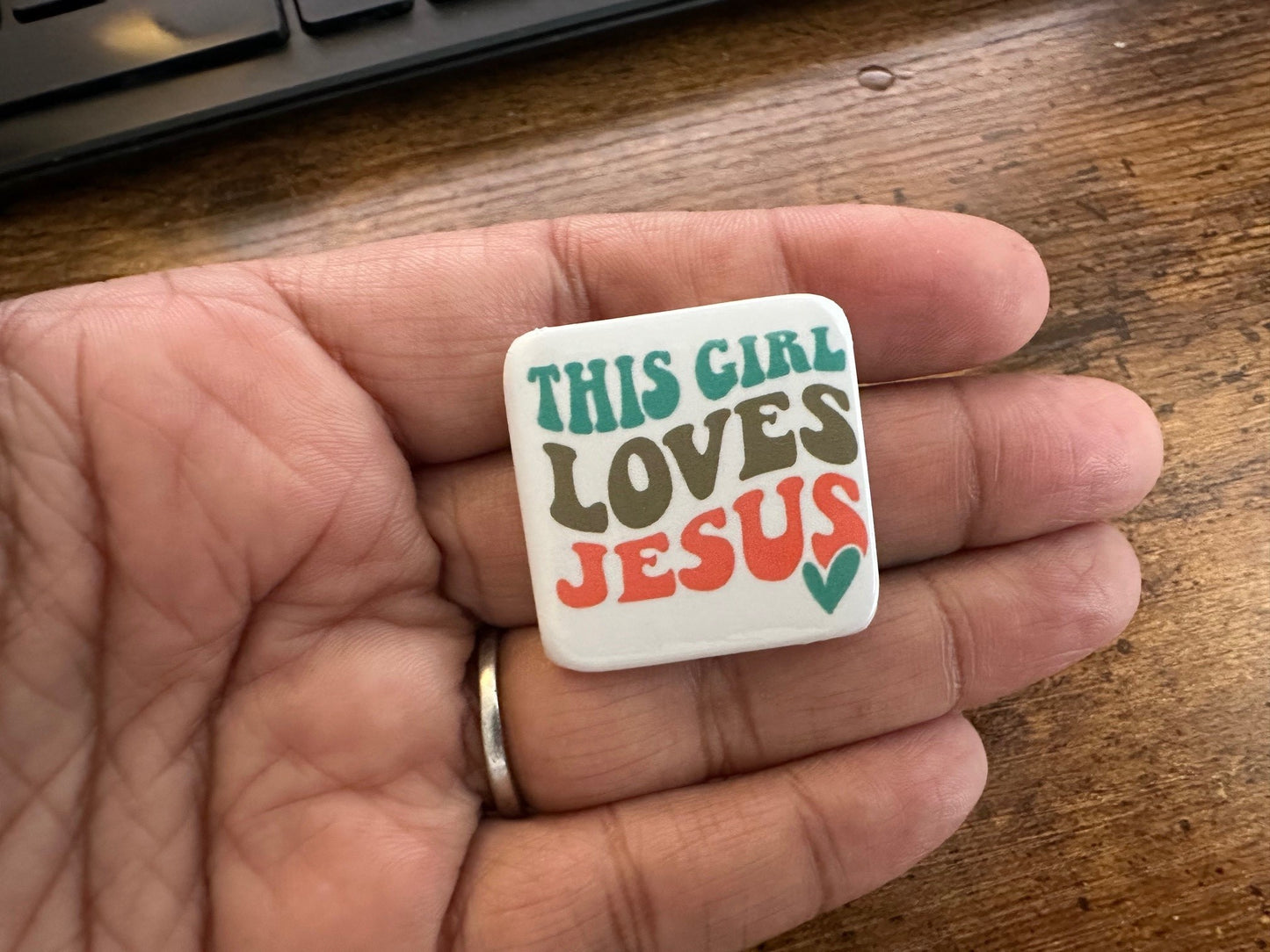 This Girl Loves Jesus Button