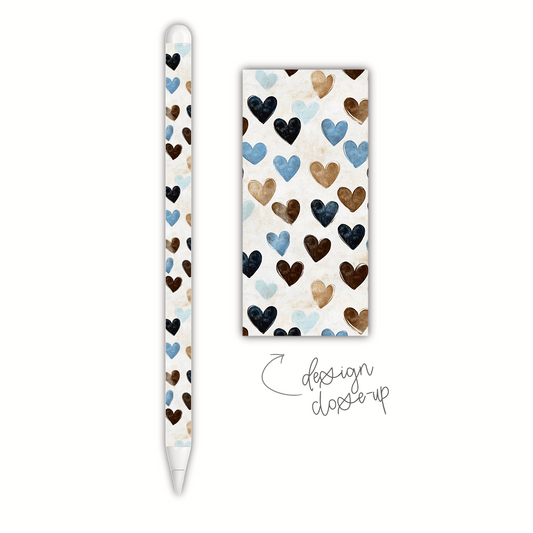 Blue & Brown Hearts (apple pencil skin)