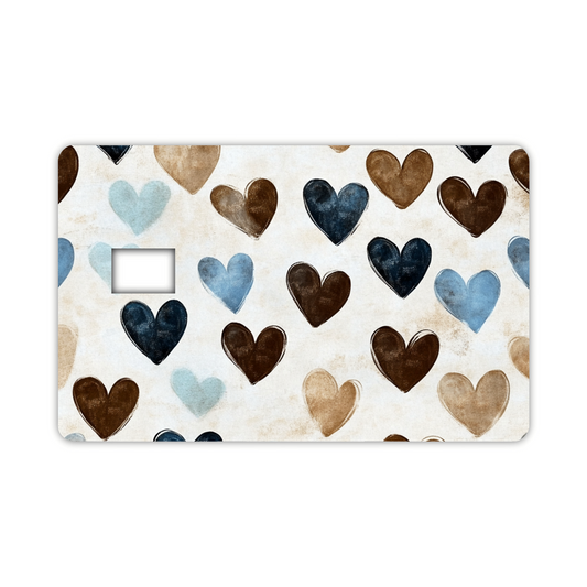 Blue & Brown Hearts (debit card skin)