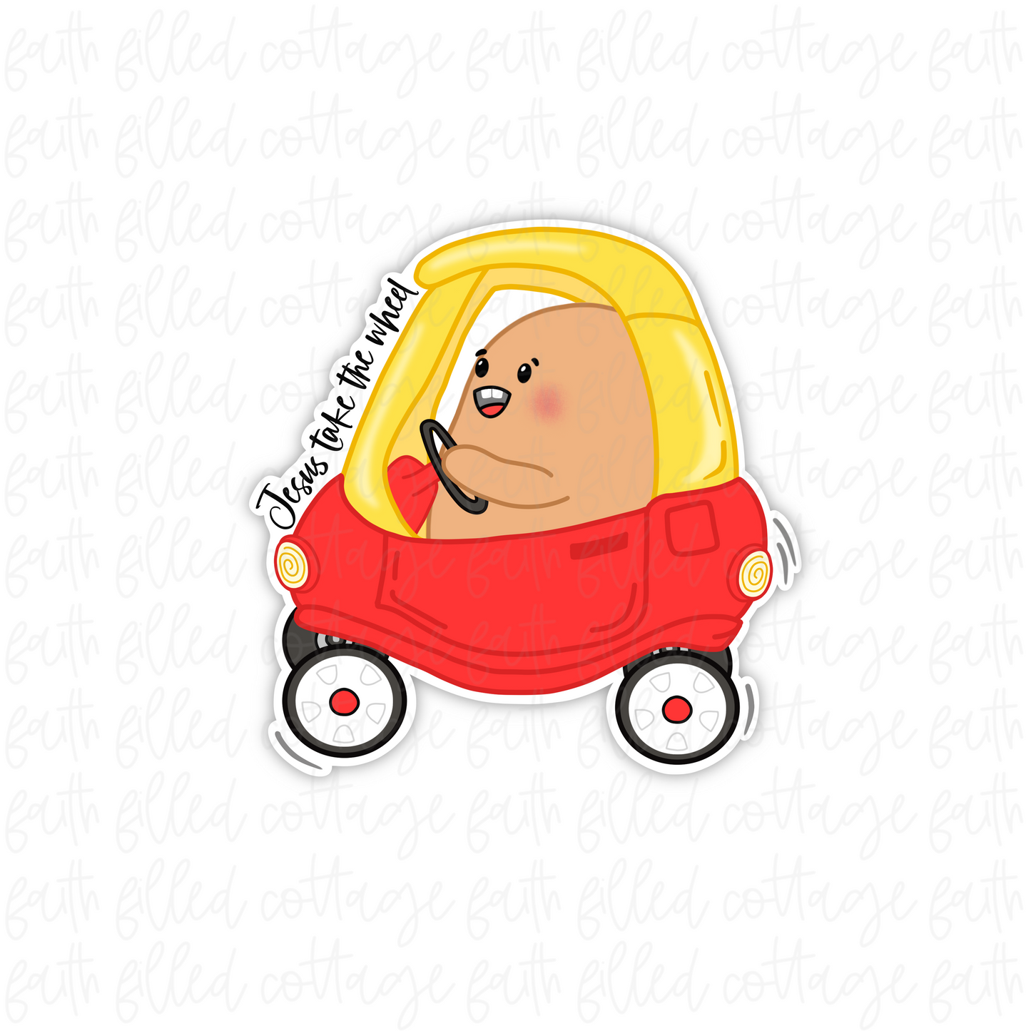 Jesus Take The Wheel Beanjamin (sticker)