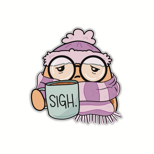 "Sigh" Coffee Winter Beanjamin (sticker)