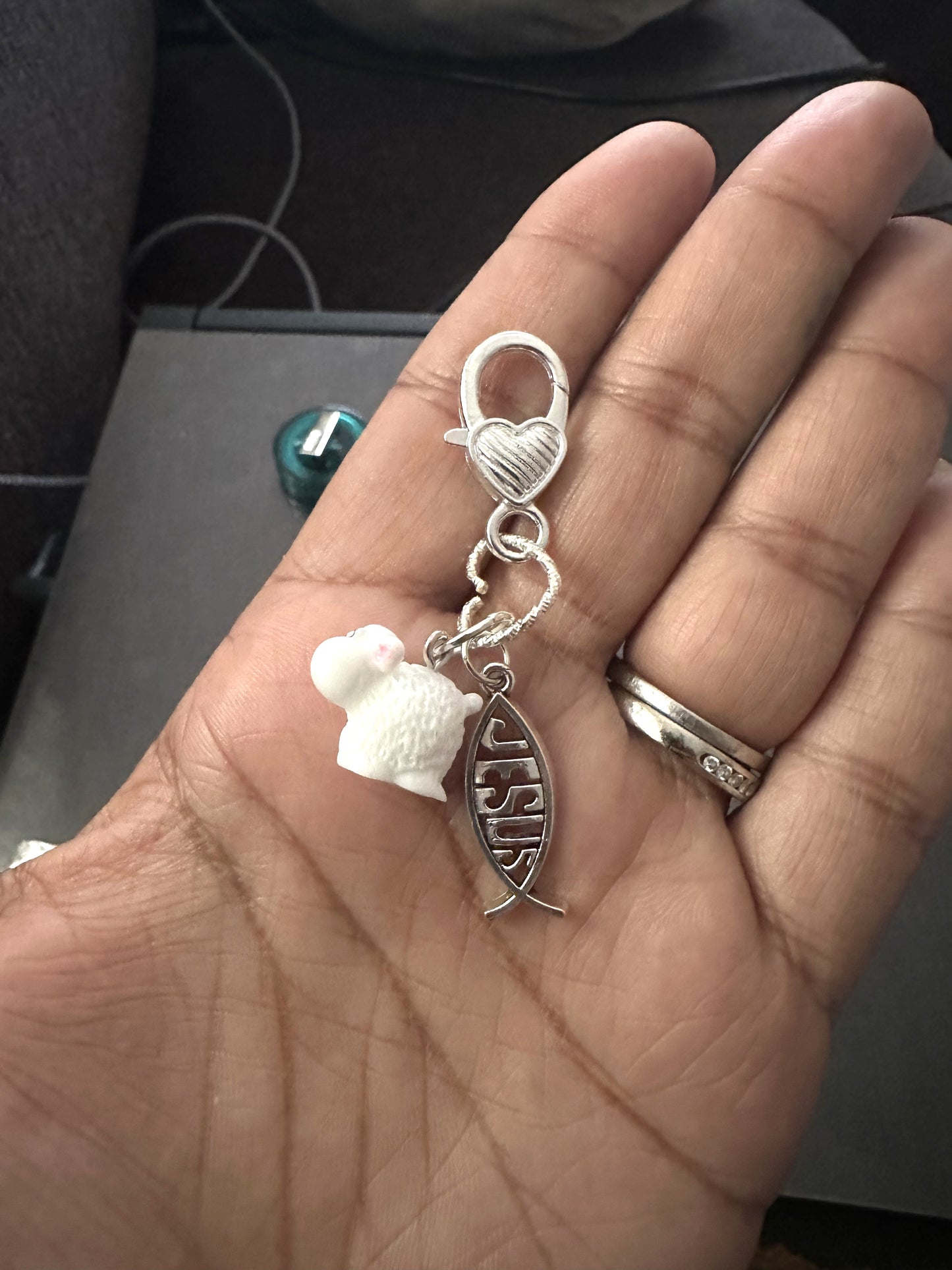 Sheep & Ichthus (badge charm)