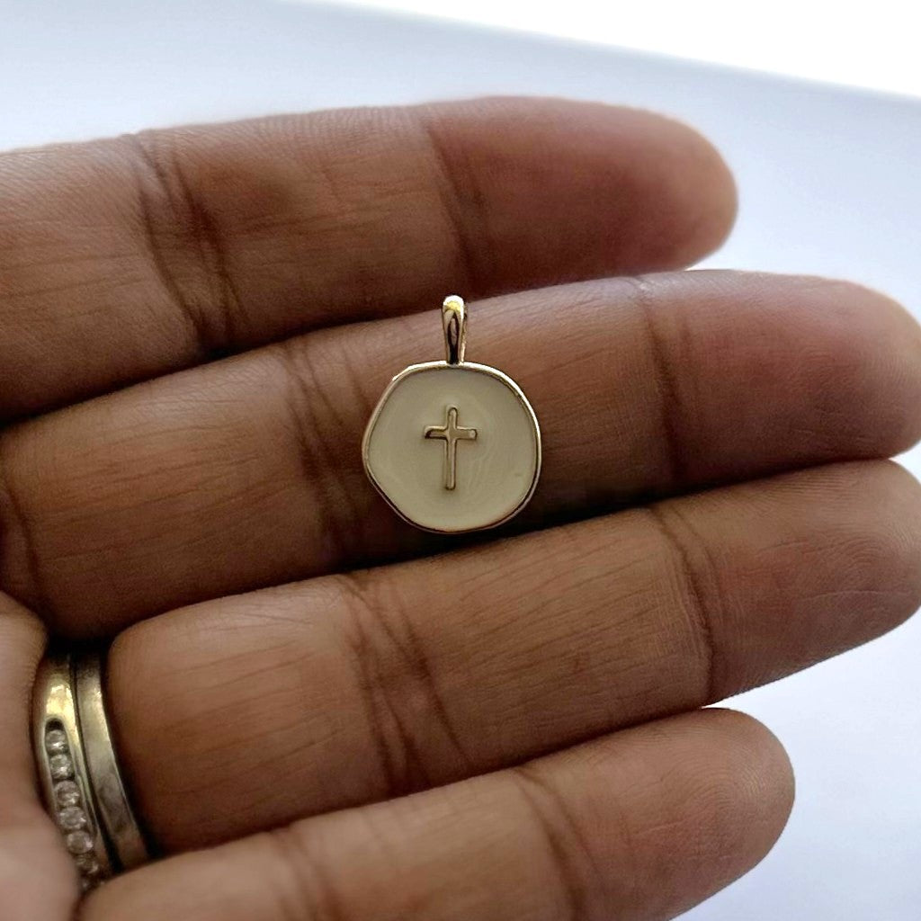 White Circle Cross (badge charm)