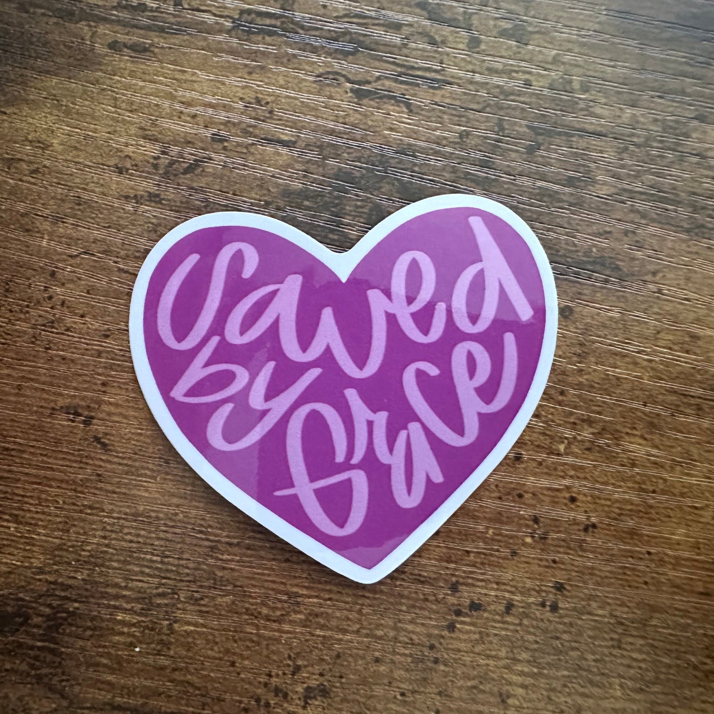Saved By Grace Heart (sticker)