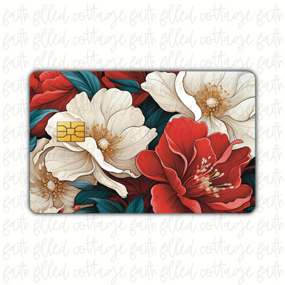 Red & White Peony (debit card skin)