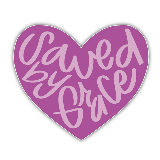 Saved By Grace Heart (sticker)
