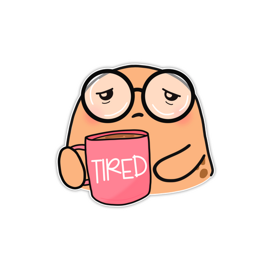 "Tired" Coffee Beanjamin (sticker)