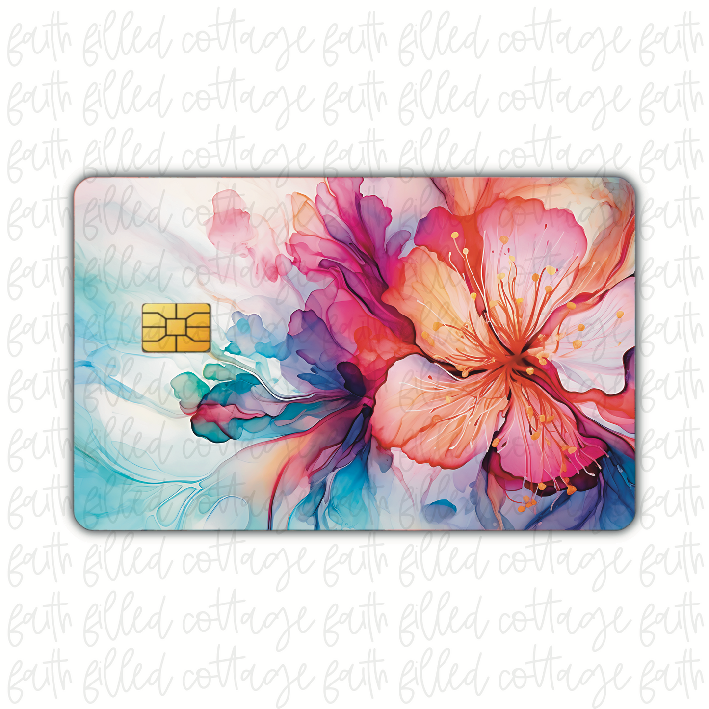 Watercolor Hibiscus [3] (debit card skin)