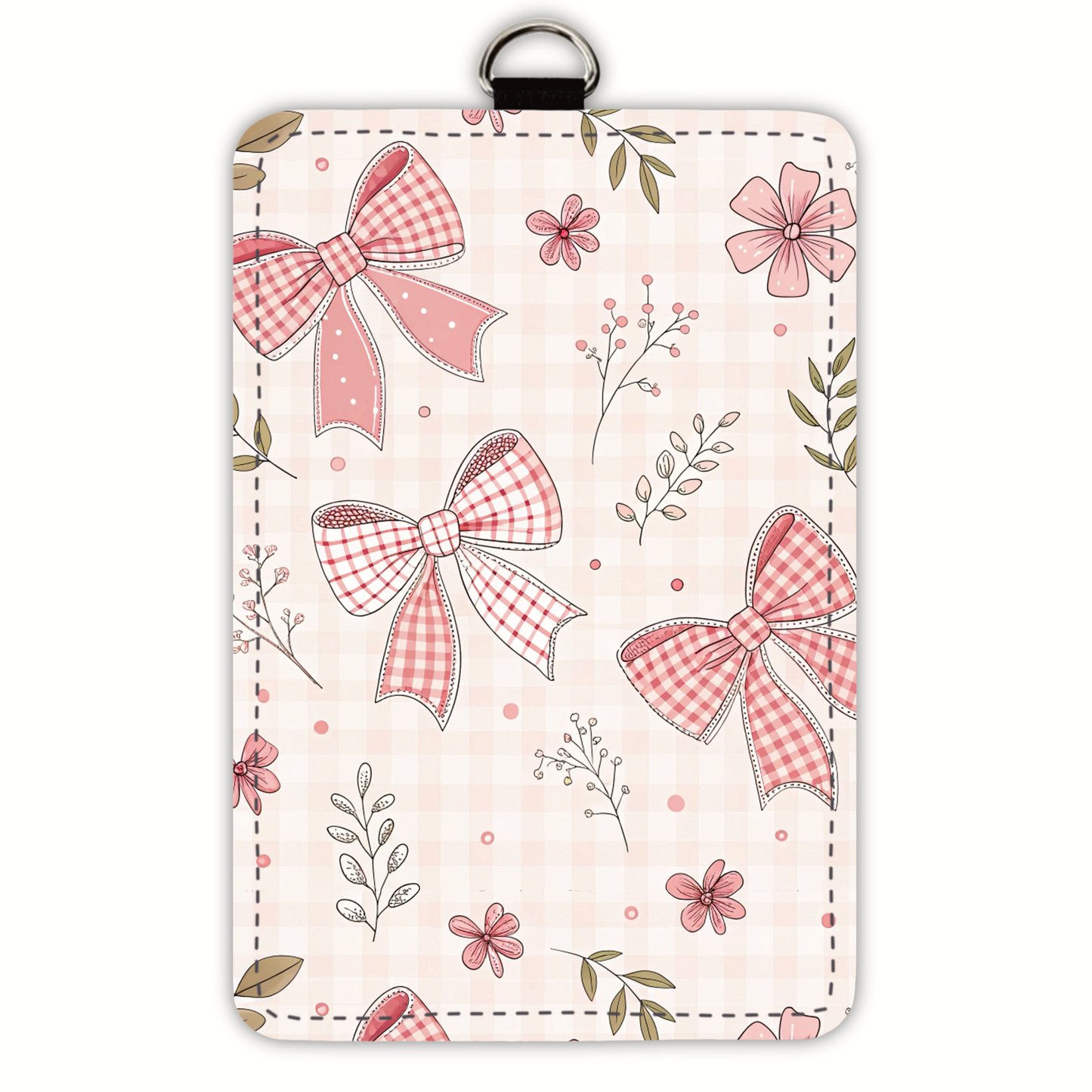 Pink Plaid Bows (badge holder)