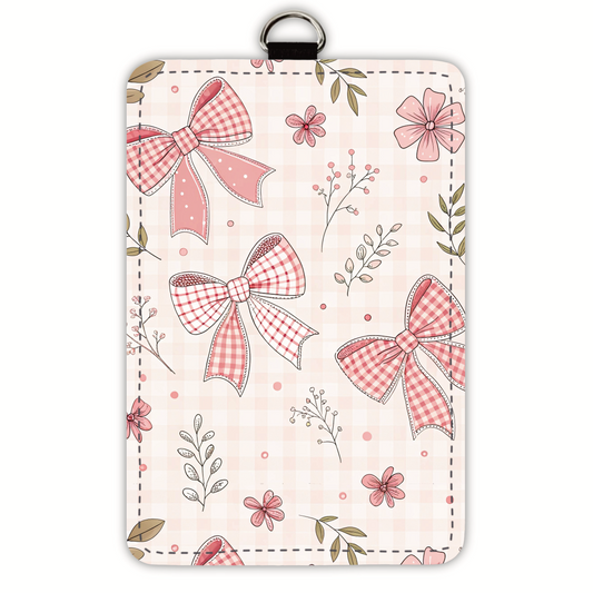 Pink Plaid Bows (badge holder)
