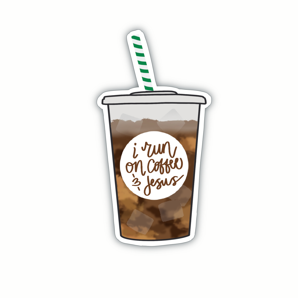 I Run On Coffee & Jesus Cup (sticker)